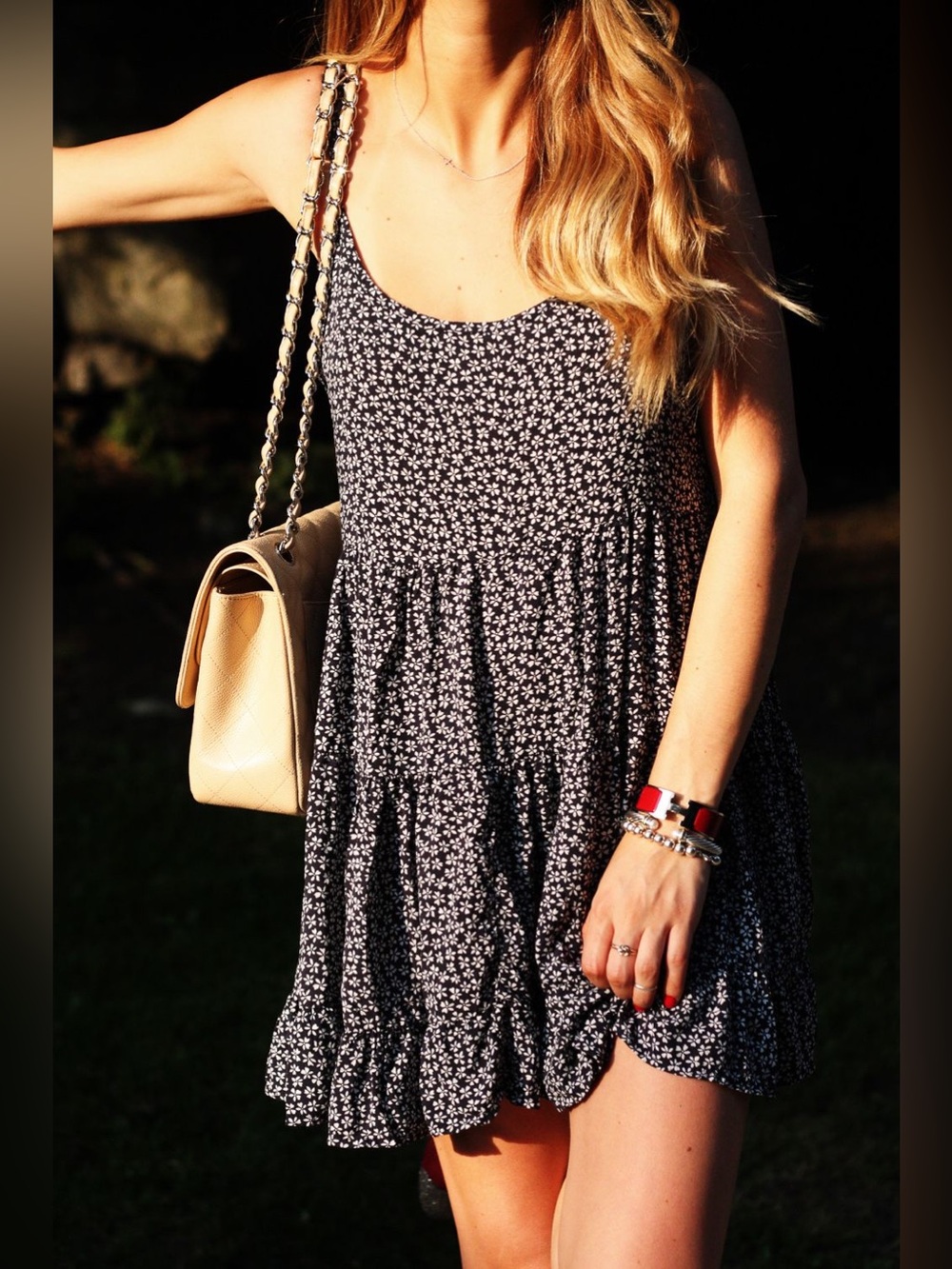 Brandy Melville Black Floral Mini Dress